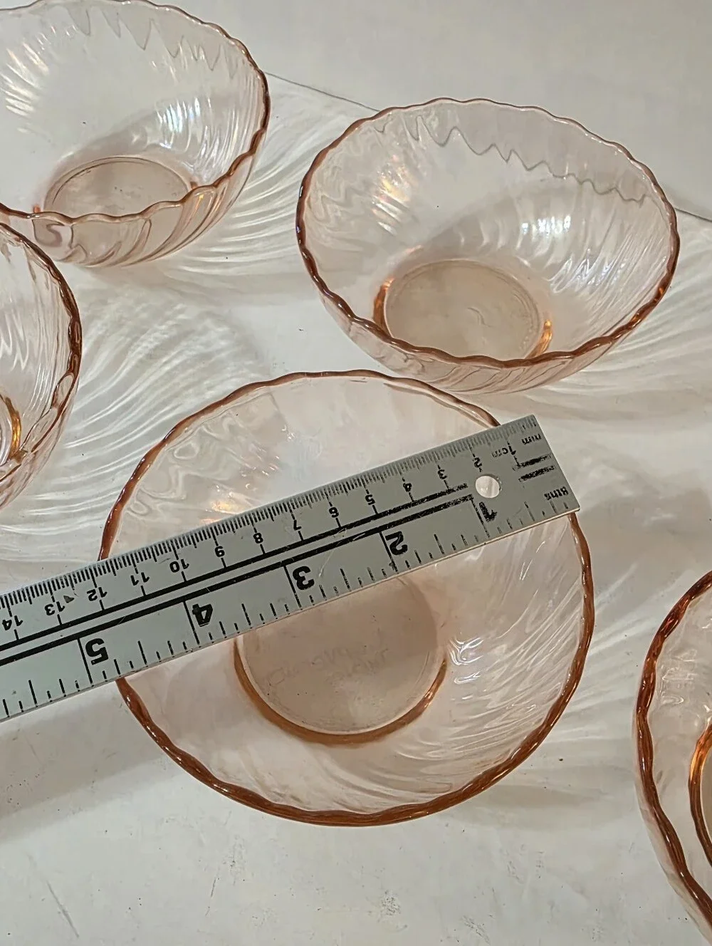 Vintage 80s Arcoroc France Rosaline Pink Swirl Berry Dessert Bowls